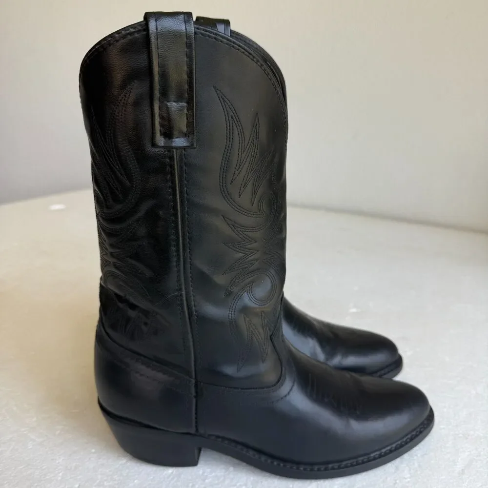 Men's Black Laredo Cowboy Boots 4240 Size 8.5D Lea Vamp Fox Western Point Toe